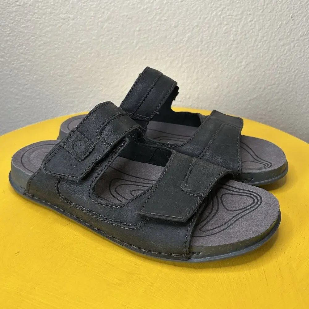 Clarks Crestview Men’s Size 8.5 Leather Extreme Comfort Black Easy Slide Sandals